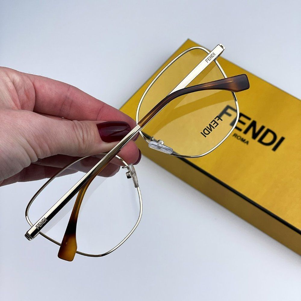 š„Fendi FE50007UĀ ā033 Eyeglasses Light Gold Butterfly Women - Picture 4 of 10